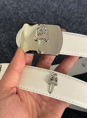 独版新款金属圣剑扣腰带 百搭复古装饰皮带十字架复古个性潮皮带