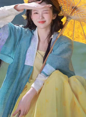 长杆货女郎中式汉服伞黄色长柄伞