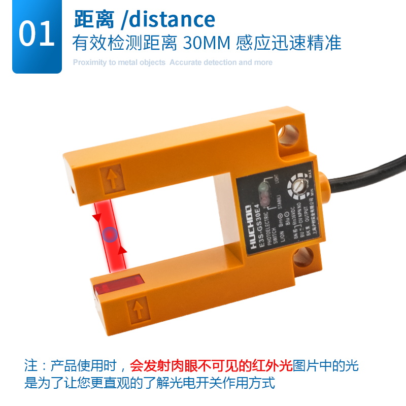 感应光电U形对射传感器槽型电梯平层E3S-GS30E4三线NPN常开GS3E4 - 图1