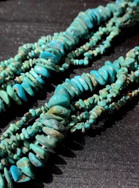 印第安纳瓦霍手工古董大瀑布长项链蓝绿松石编织链西洋古着中古