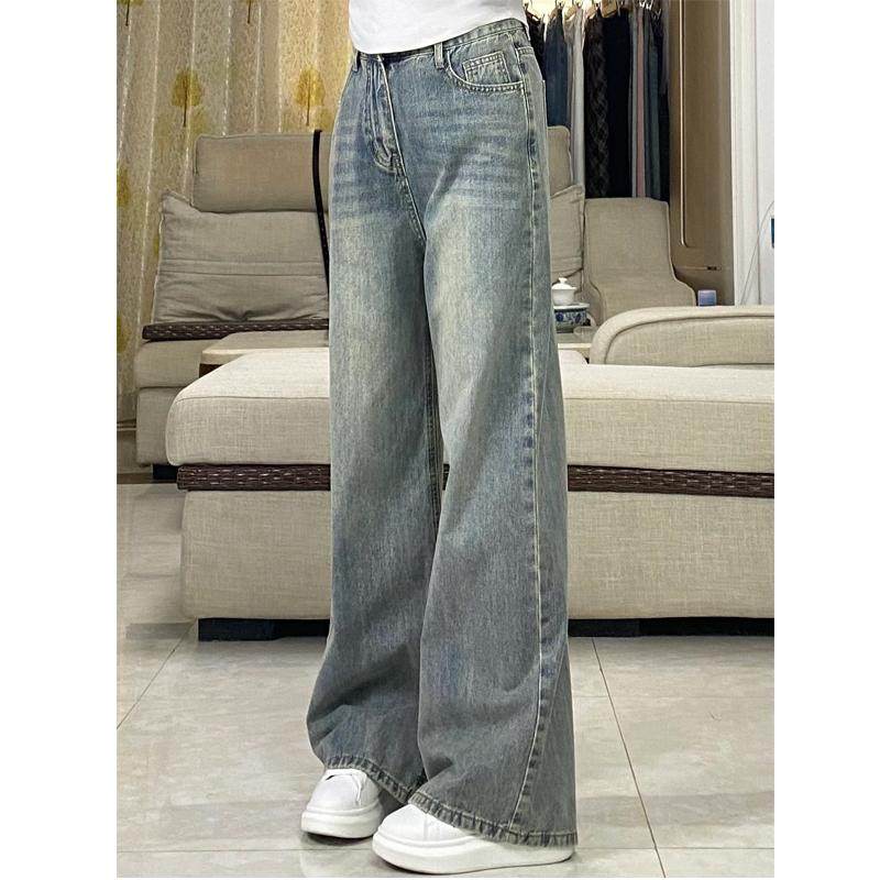 复古做旧直筒牛仔裤女春季新款胖mm小个子梨形身材显瘦窄版阔腿裤,淘宝优惠券,粉丝福利购,淘宝优惠卷