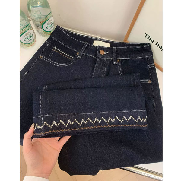 加绒深蓝色直筒牛仔裤女冬季加厚胖mm大码显瘦梨形身材宽松阔腿裤,淘宝优惠券,粉丝福利购,淘宝优惠卷