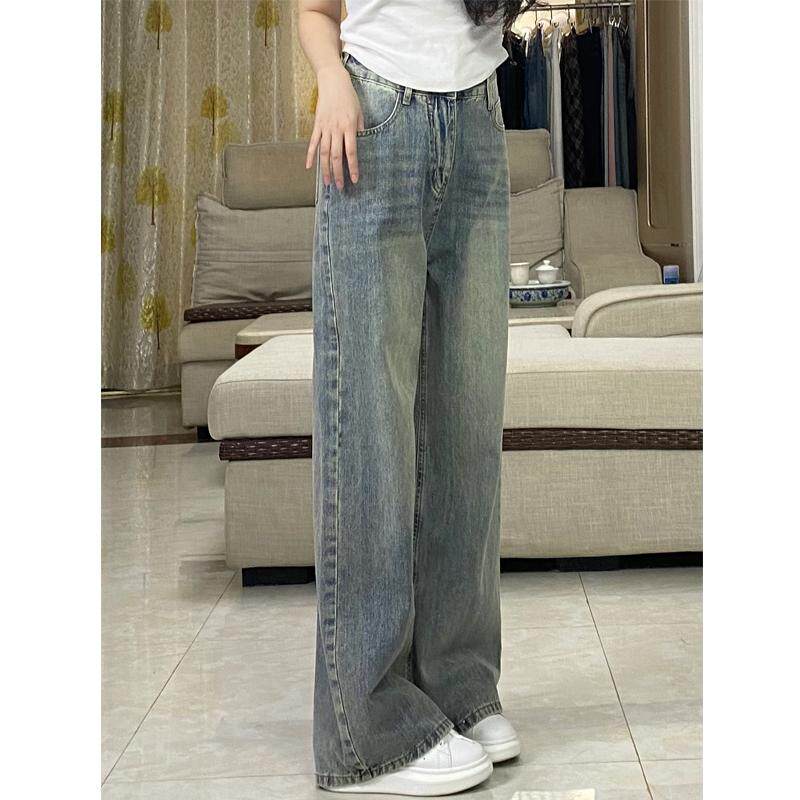 复古做旧直筒牛仔裤女春季新款胖mm小个子梨形身材显瘦窄版阔腿裤,淘宝优惠券,粉丝福利购,淘宝优惠卷