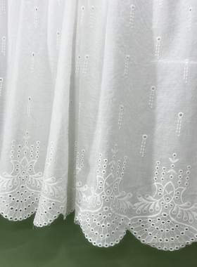 台布桌布龟壳边刺绣两边定位棉布连衣裙服装面料布料手工DIY1.3米