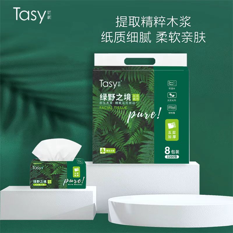Tasy她树 礼盒装绿野之境抽纸 整箱40包