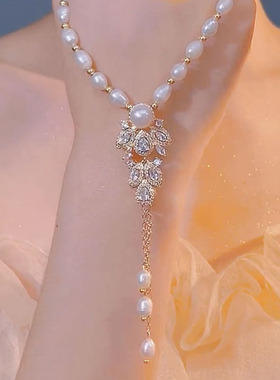 夏季新款感轻奢时尚仿珍珠项链女气质优雅颈链大气锁骨链潮女