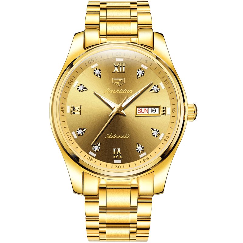 瑞士认证正品名牌男士手表男表机械表18k金色全自动商务名表十大