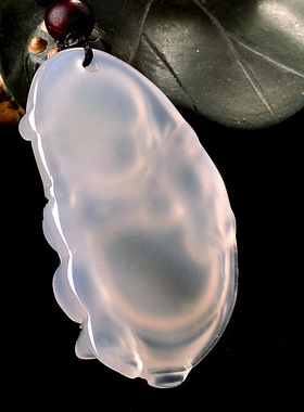 天然冰种笑口常开玉髓佛公白玛瑙