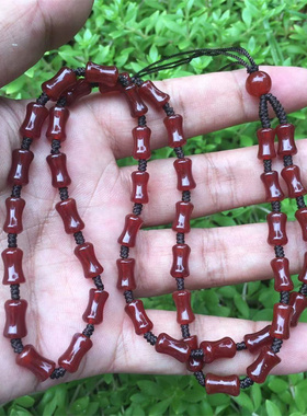 红玛瑙项链竹节吊坠绳挂件毛衣链