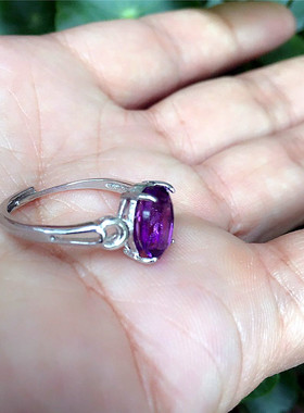 活口可调节戒指女士紫水晶指环