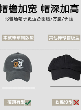 大头怪售可爱韩国2025新款小狗鸭舌帽女棒球帽黄色帽子男款显脸小