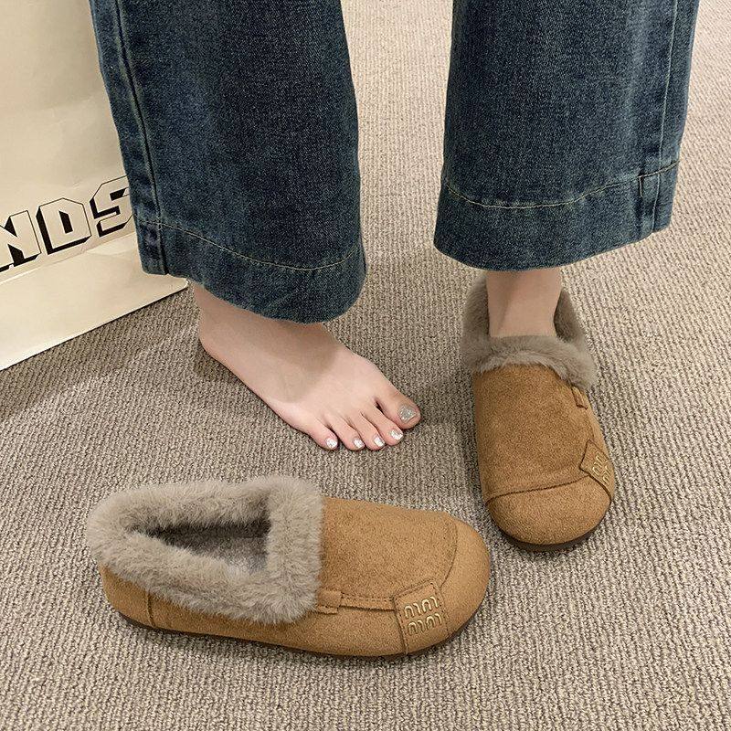 2025冬季新款加绒复古棉鞋女软底防滑豆豆鞋保暖休闲一脚蹬勃肯鞋,淘宝优惠券,粉丝福利购,淘宝优惠卷