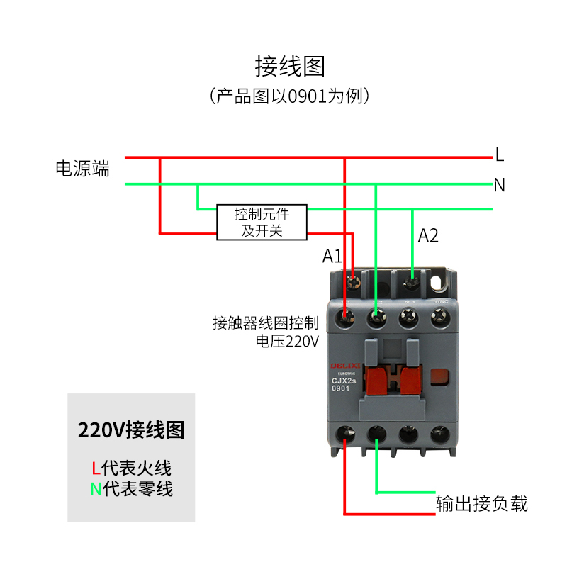 德力西CJX2S-1210交流接触器2510 220V1810单相380V三相3210 6511 - 图2