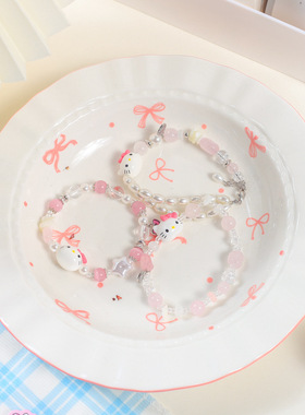 HelloKitty绯色月光串珠手链 三丽鸥正版授权少女心百搭水晶手串