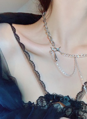 恶习水滴星芒个性拼接锁骨ins