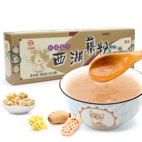 天堂藕粉西湖杭州特产桂花莲子味莲藕粉羹速溶手工冲饮早餐360g - 图2