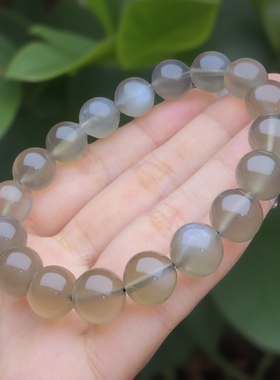 银灰月光大颗粒单圈手链男女款礼物情侣百搭天然一物一图