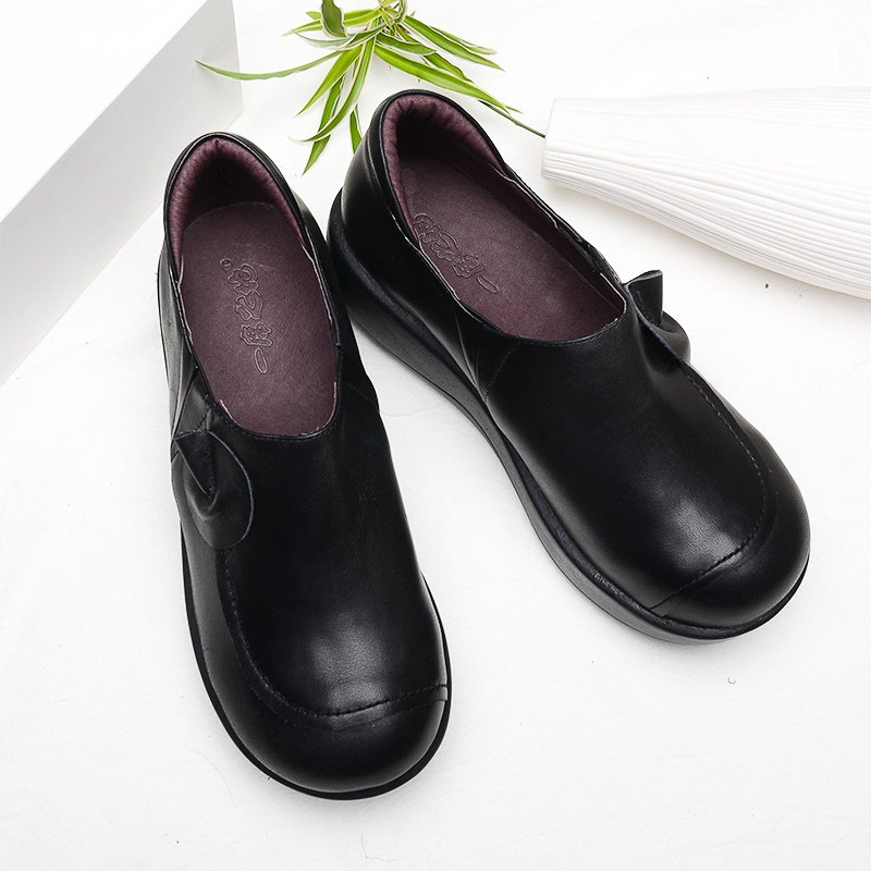 一席之地女鞋2025秋季新品深口真皮圆头软底百搭妈妈鞋厚底女单鞋,淘宝优惠券,粉丝福利购,淘宝优惠卷