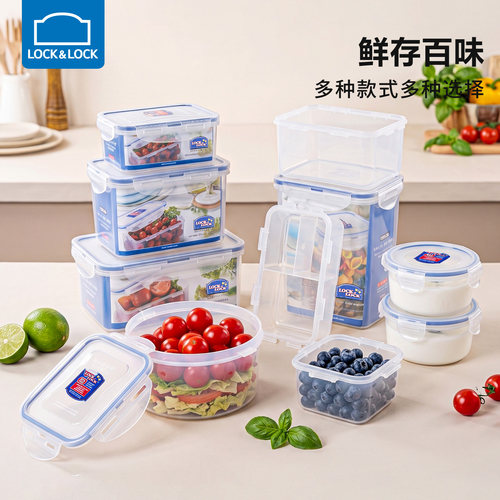 乐扣乐扣塑料保鲜盒食品级密封微波加热带饭盒上班族餐盒水果便当 - 图0