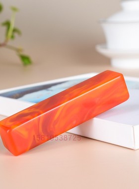 和田玉文房小镇尺鸡血玉印章