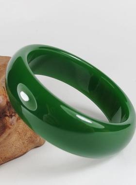 天然和田玉碧玉手镯女士平安镯