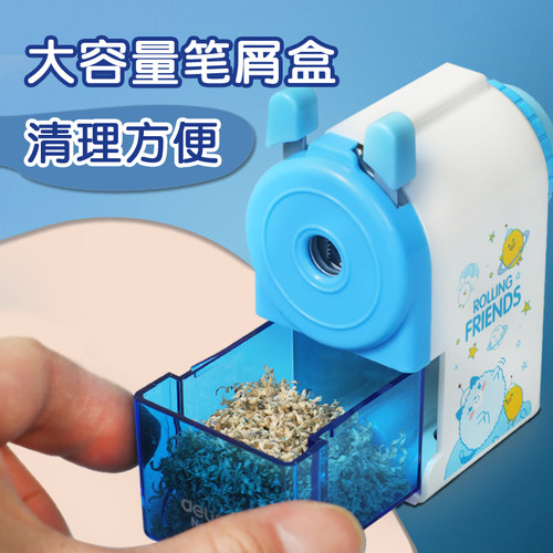 得力小学生卷笔刀儿童手摇削笔刀铅笔削笔器正品削笔机手动转笔刀美术文具女孩男孩刨耐用笔刀专用小神器套装 - 图3