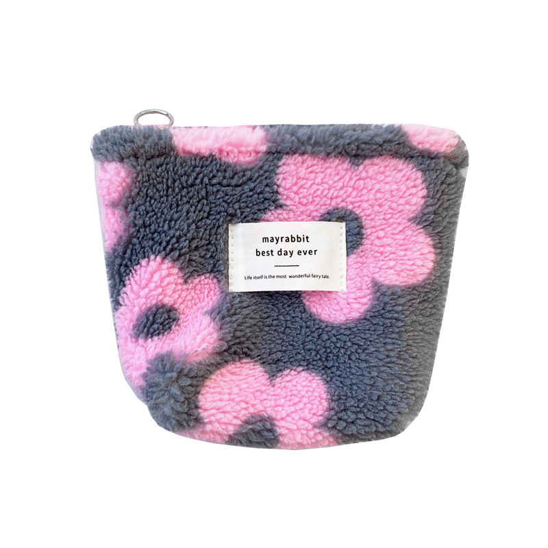 新款日韩网红小方包帆布包毛绒花朵零钱包口红包包收纳袋小包包潮,淘宝优惠券,粉丝福利购,淘宝优惠卷