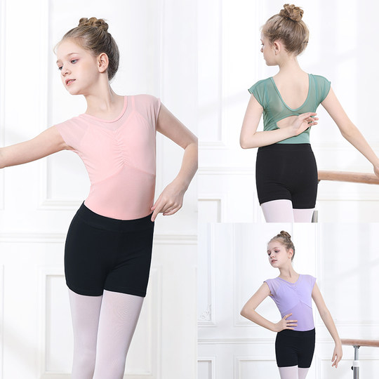 儿童舞蹈服三分裤练功裤女童专用短裤打底裤子黑色芭裤平角安全裤