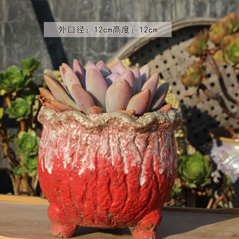 包邮麦饭石花盆粗陶透气陶瓷盆大口径拼盘吸水陶盆手工复古冒汗盆 - 图1