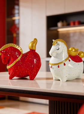 2026新年装饰品桌面小财马摆件马年过年春节创意客厅家居氛围布置