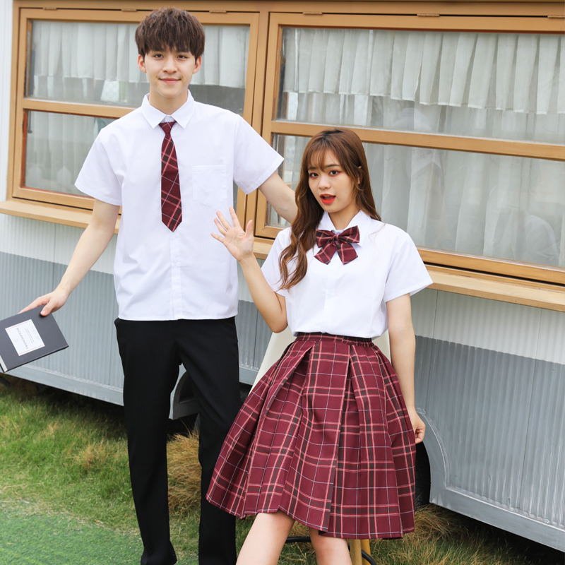 夏学院风中学生班服jk制服套装格子裙dk男校服毕业运动会