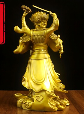 黄铜天蓬元帅三头六臂神像摆件