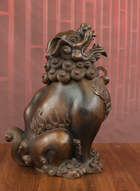 黄铜望天吼仿古瑞兽貔貅装饰摆件