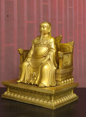 纯黄铜玄天上帝铜像家居装饰摆件