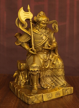 黄铜山神摆件家居客厅寺庙供奉摆