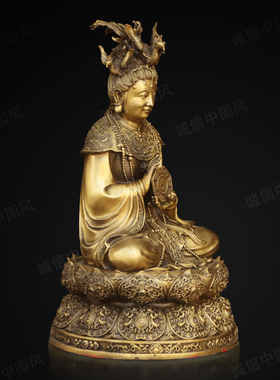 黄铜纯铜无声老母瑶池金母摆件