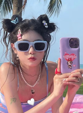 多巴胺糖果色欧美蓝色大方框墨镜