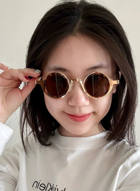 金属复古圆框墨镜女遮阳千禧风