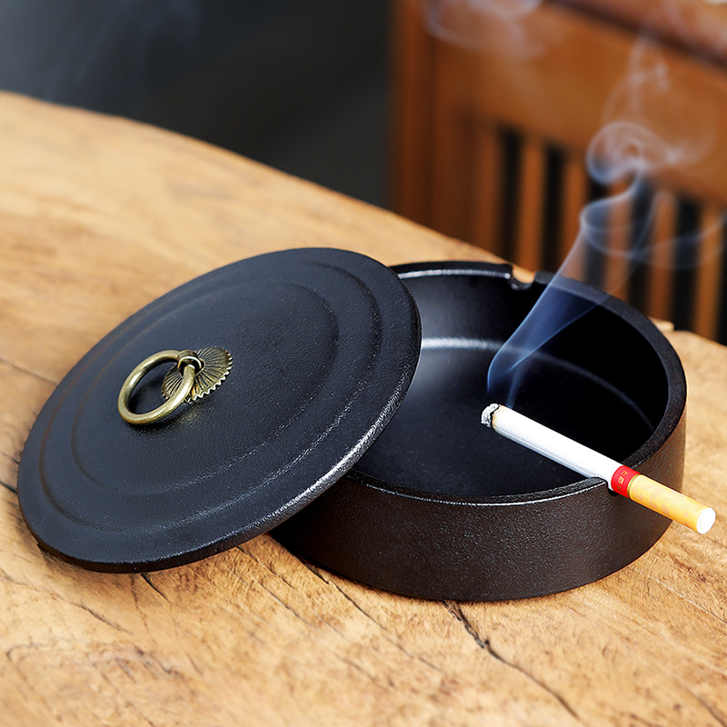 陶瓷烟灰缸创意个性时尚防风大小号客厅家用办公欧式潮流烟缸带盖