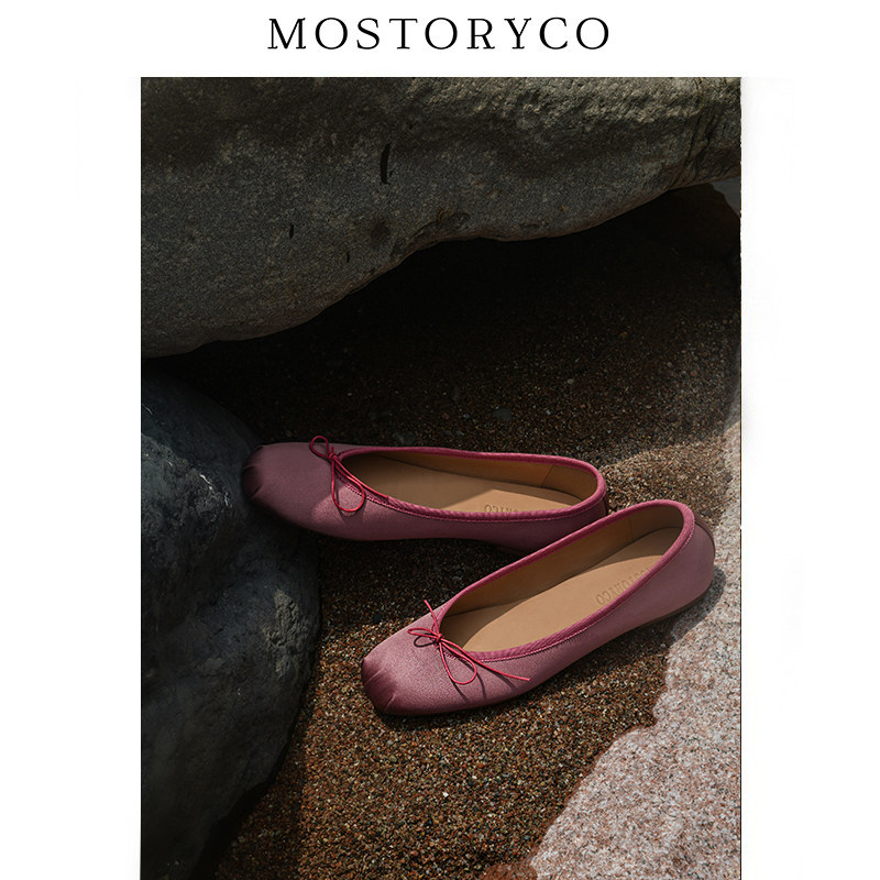 Mostoryco|白茶葡萄植物染38姆真丝平底鞋复古芭蕾舞鞋浅口单鞋女,淘宝优惠券,粉丝福利购,淘宝优惠卷