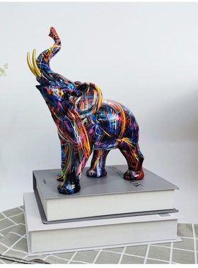 热销创意炫彩大象摆件家居客厅玄关酒柜桌面现代艺术工艺品装饰