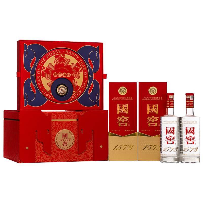 【李佳琦超级年货零食节】国窖1573 马来运转礼盒装52度500ml*2瓶