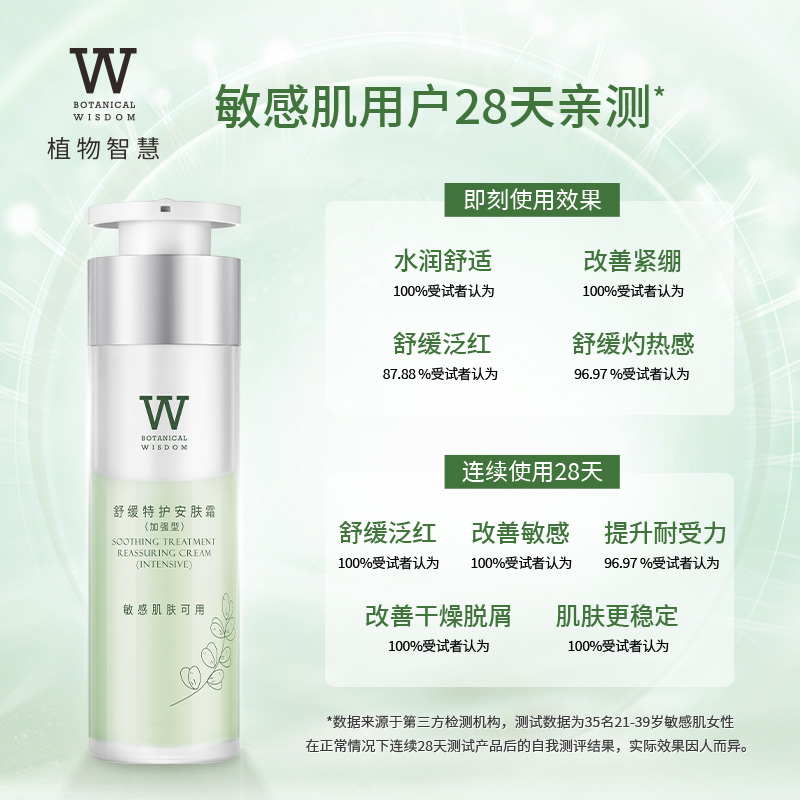 植物智慧舒缓特护安肤霜加强型补水保湿乳液修护面霜口罩脸换季用