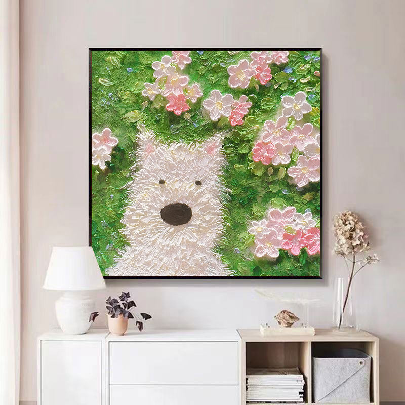 花园小狗钻石画2025新款手工DIY钻石十字绣卡通点贴钻小狗钻石绣,淘宝优惠券,粉丝福利购,淘宝优惠卷