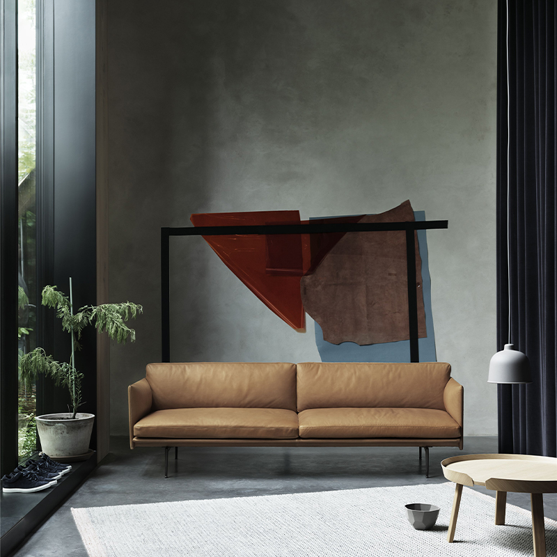 丹麦Muuto OUTLINE SOFA 极简北欧沙发客厅牛皮细脚现代 - 图1