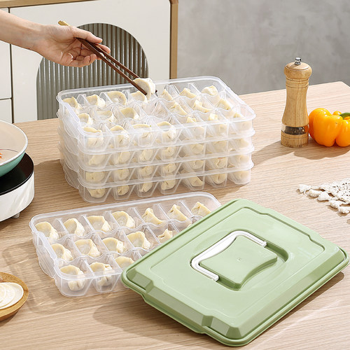饺子盒分格家用冰箱速冷冻收纳盒多层带盖水饺云吞托盘保鲜食品级 - 图1