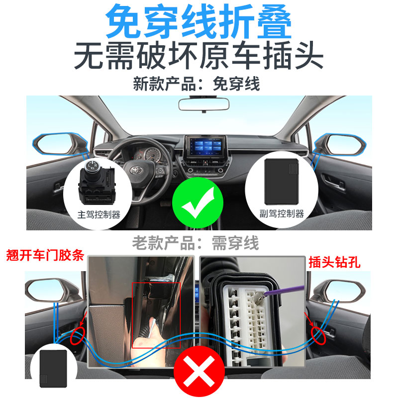 适用丰田卡罗拉雷凌锋兰达威兰达汉兰达陆放电动后视镜自动折叠