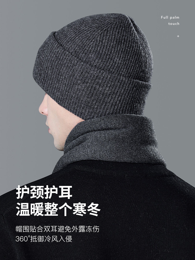 恒源祥羊毛毛线帽子男士冬季保暖加厚防寒大头围骑行护耳针织冷帽,淘宝优惠券,粉丝福利购,淘宝优惠卷