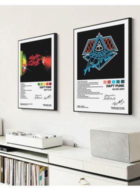 Daft Punk蠢朋克音乐专辑封面挂画百大DJ 电音装饰画酒吧餐厅墙画