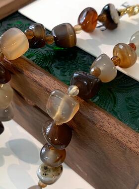 DSTYLEACC不规则咖色玛瑙项链女